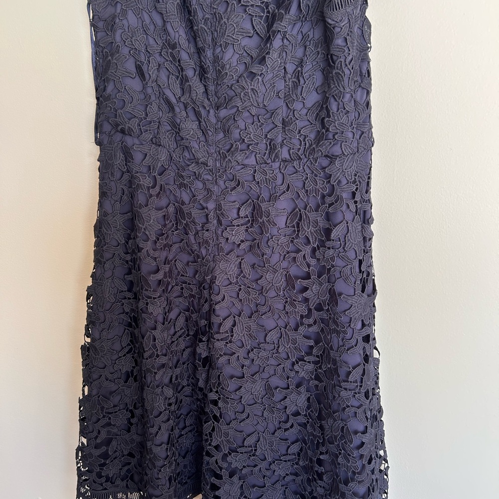 Eliza J Navy Asymmetrical Lace Dress - Picture 4 of 6